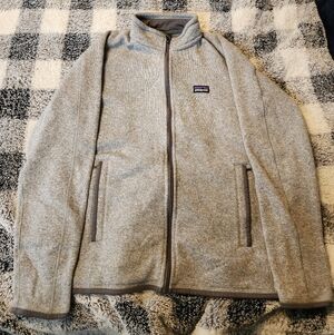 Patagonia Gray Fleece Jacket with Multicolor Logo